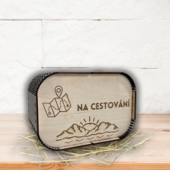 Dřevěná kasička - na cestování