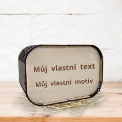 Dřevěná kasička - vlastní text a motiv