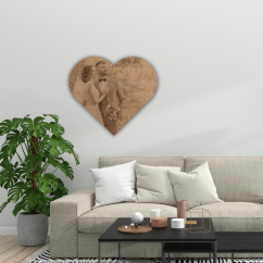 Foto na dřevo ve tvaru srdce